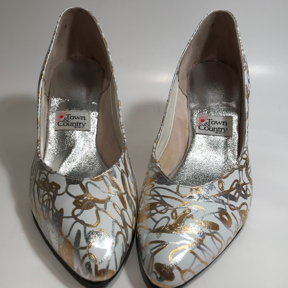 Heels white metallic gold & silver 9N